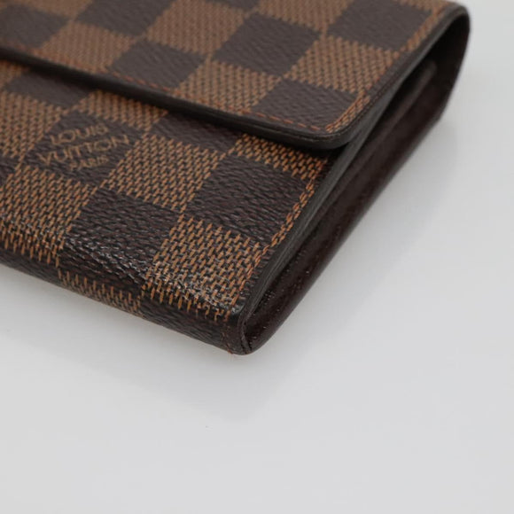 LOUIS VUITTON Damier Ebene Portefeuille Sarah Long Wallet N60491 LV Auth 135012