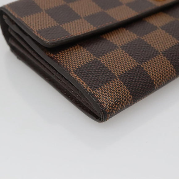 LOUIS VUITTON Damier Ebene Portefeuille Sarah Long Wallet N60491 LV Auth 135012