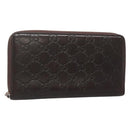 GUCCI GG Canvas Guccissima Wallet Leather Brown Silver 43219 0416 Auth 135014-1