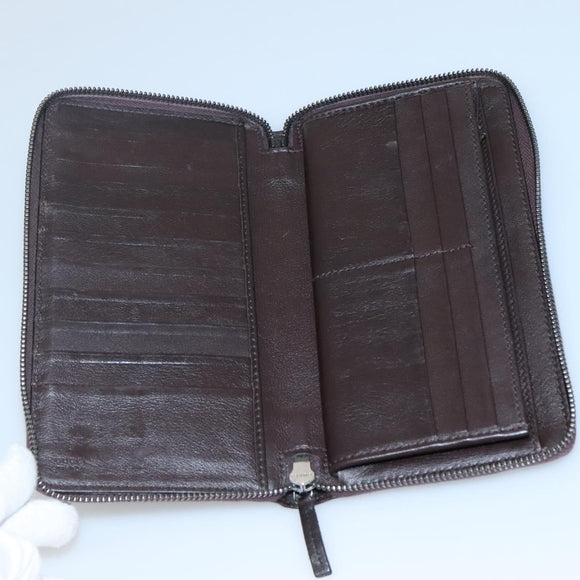 GUCCI GG Canvas Guccissima Wallet Leather Brown Silver 43219 0416 Auth 135014