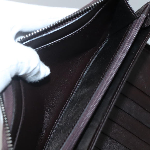 GUCCI GG Canvas Guccissima Wallet Leather Brown Silver 43219 0416 Auth 135014