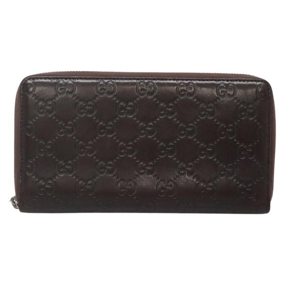 GUCCI GG Canvas Guccissima Wallet Leather Brown Silver 43219 0416 Auth 135014