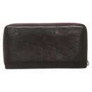 GUCCI GG Canvas Guccissima Wallet Leather Brown Silver 43219 0416 Auth 135014-3
