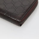 GUCCI GG Canvas Guccissima Wallet Leather Brown Silver 43219 0416 Auth 135014-8