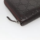 GUCCI GG Canvas Guccissima Wallet Leather Brown Silver 43219 0416 Auth 135014-9