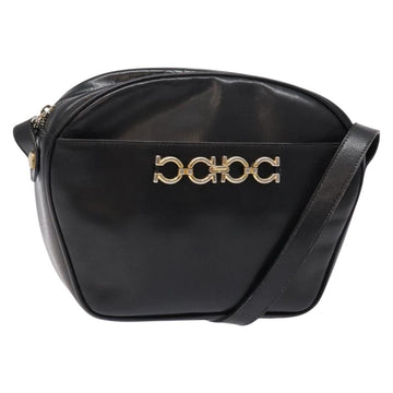Salvatore Ferragamo Shoulder Bag Leather Black Gold Auth 135016