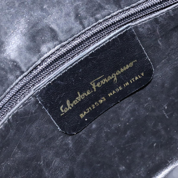 Salvatore Ferragamo Shoulder Bag Leather Black Gold Auth 135016