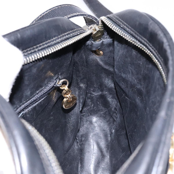 Salvatore Ferragamo Shoulder Bag Leather Black Gold Auth 135016