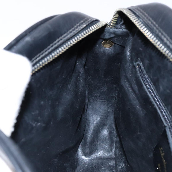 Salvatore Ferragamo Shoulder Bag Leather Black Gold Auth 135016