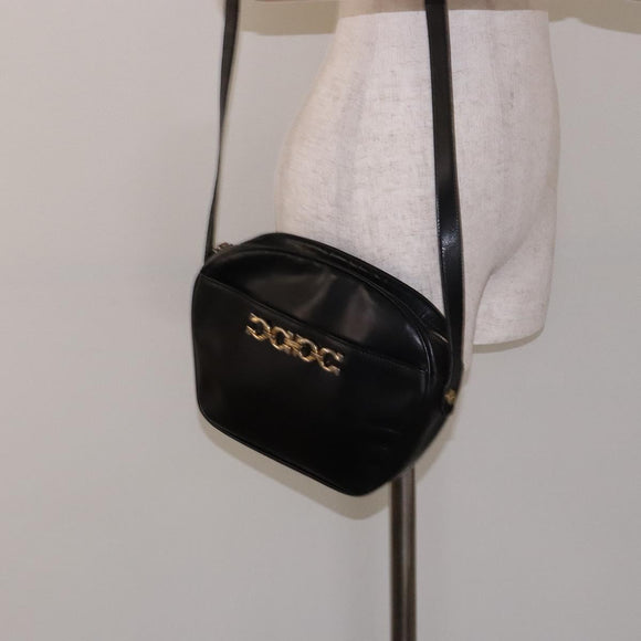 Salvatore Ferragamo Shoulder Bag Leather Black Gold Auth 135016