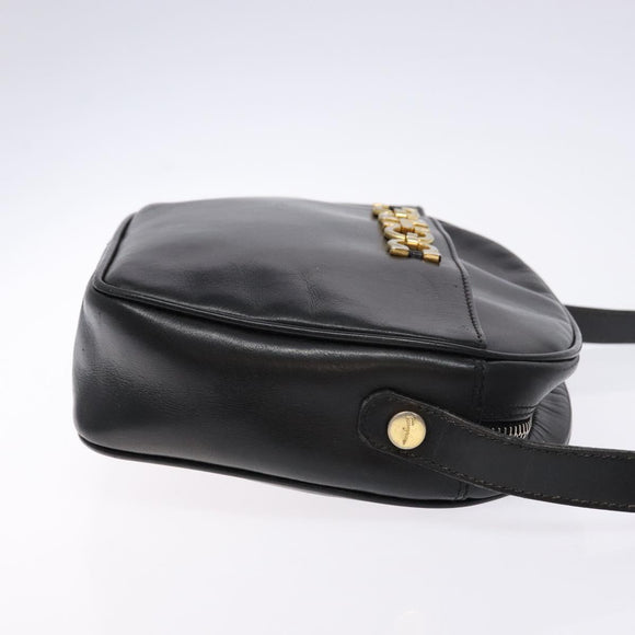 Salvatore Ferragamo Shoulder Bag Leather Black Gold Auth 135016