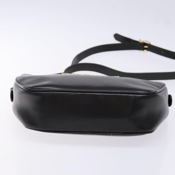 Salvatore Ferragamo Shoulder Bag Leather Black Gold Auth 135016