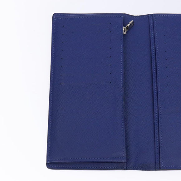 LOUIS VUITTON Taiga Portefeuille Braza Long Wallet Blue M30559 LV Auth 135023