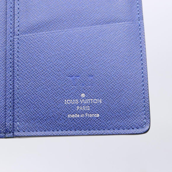 LOUIS VUITTON Taiga Portefeuille Braza Long Wallet Blue M30559 LV Auth 135023
