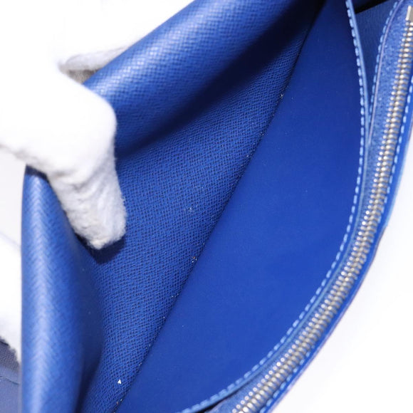 LOUIS VUITTON Taiga Portefeuille Braza Long Wallet Blue M30559 LV Auth 135023
