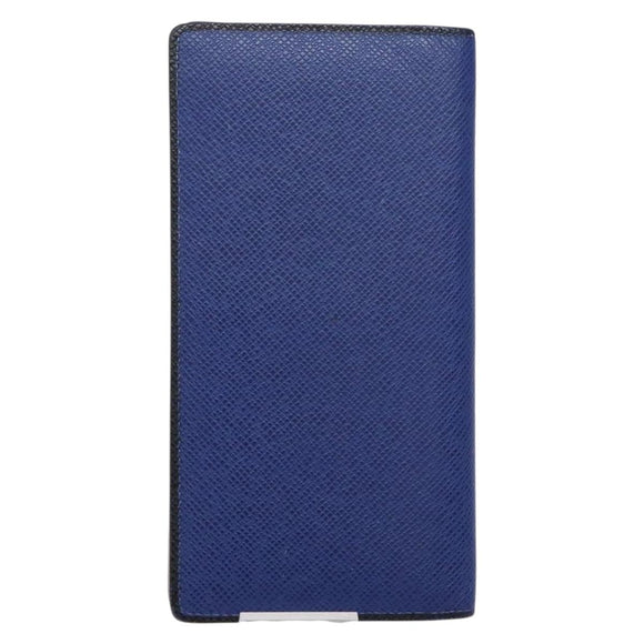 LOUIS VUITTON Taiga Portefeuille Braza Long Wallet Blue M30559 LV Auth 135023