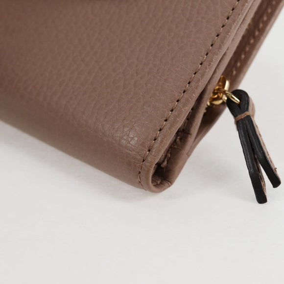 GUCCI Compact Bifold Wallet Leather Gold Pink Beige 523193 1147 Auth 135025AM