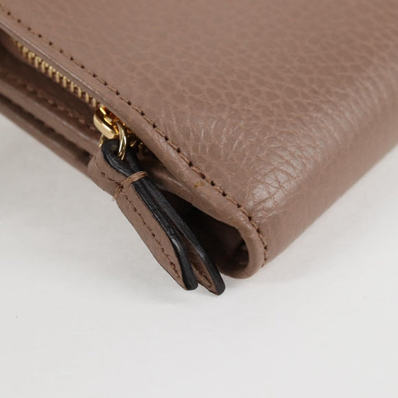 GUCCI Compact Bifold Wallet Leather Gold Pink Beige 523193 1147 Auth 135025AM