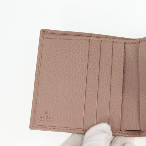 GUCCI Compact Bifold Wallet Leather Gold Pink Beige 523193 1147 Auth 135025AM