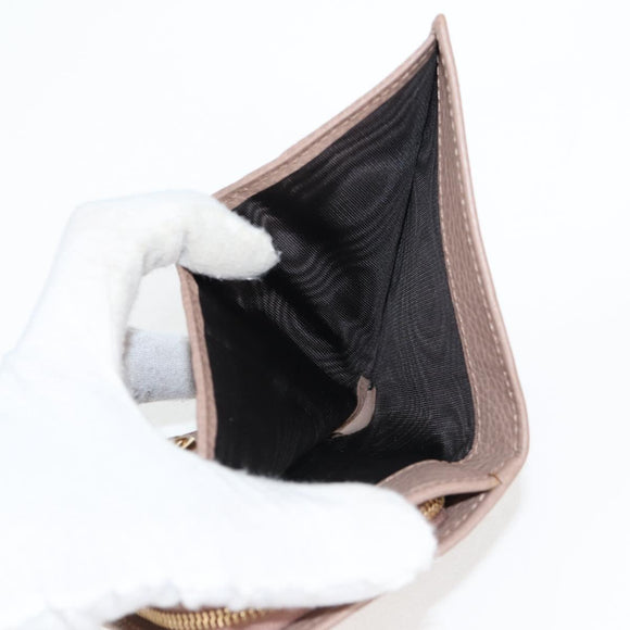 GUCCI Compact Bifold Wallet Leather Gold Pink Beige 523193 1147 Auth 135025AM