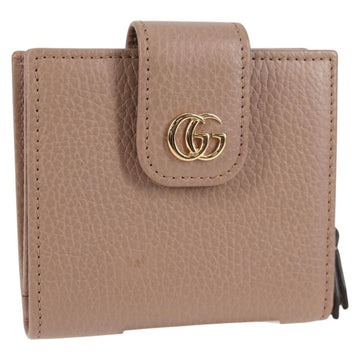 GUCCI Compact Bifold Wallet Leather Gold Pink Beige 523193 1147 Auth 135025AM