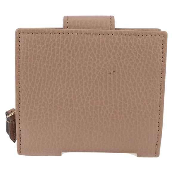 GUCCI Compact Bifold Wallet Leather Gold Pink Beige 523193 1147 Auth 135025AM