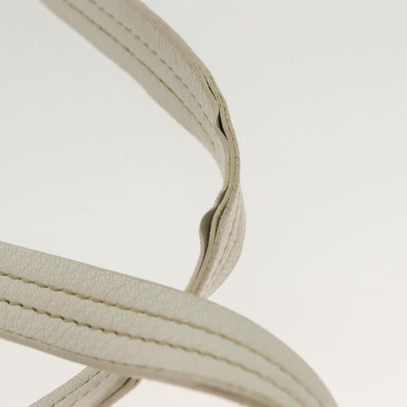 PRADA Tote Bag Canvas Beige Silver Auth 135047