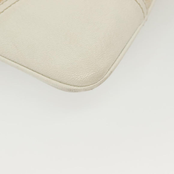 PRADA Tote Bag Canvas Beige Silver Auth 135047