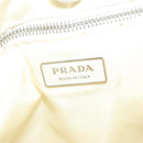PRADA Tote Bag Canvas Beige Silver Auth 135047-19