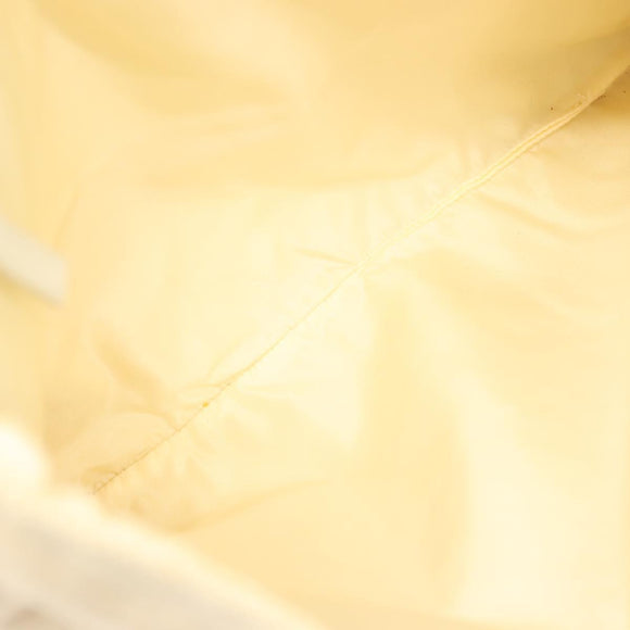 PRADA Tote Bag Canvas Beige Silver Auth 135047