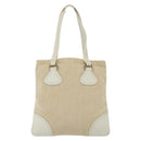 PRADA Tote Bag Canvas Beige Silver Auth 135047-2