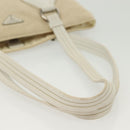 PRADA Tote Bag Canvas Beige Silver Auth 135047-8
