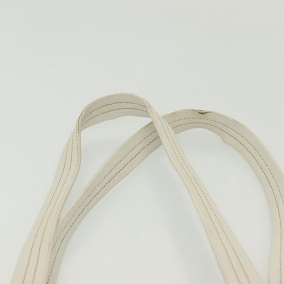 PRADA Tote Bag Canvas Beige Silver Auth 135047