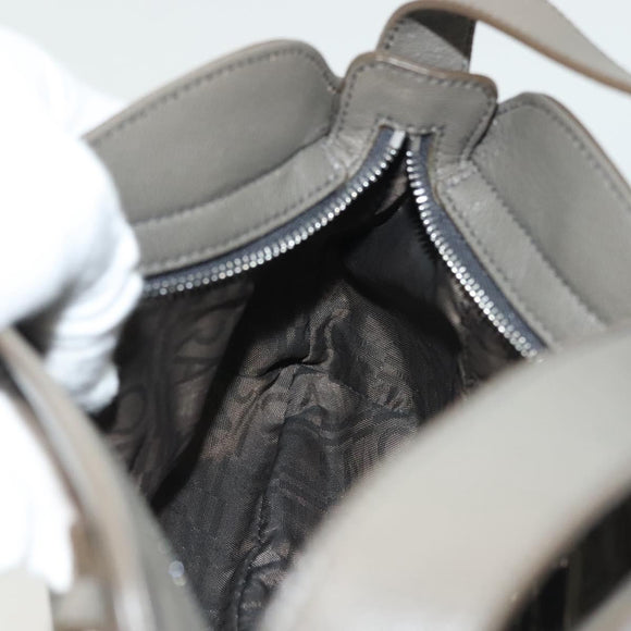 Salvatore Ferragamo Shoulder Bag Leather Gray Silver Auth 135050