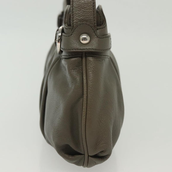 Salvatore Ferragamo Shoulder Bag Leather Gray Silver Auth 135050