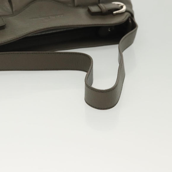 Salvatore Ferragamo Shoulder Bag Leather Gray Silver Auth 135050