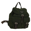 PRADA Backpack Nylon Green Silver Auth 135051-1