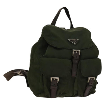PRADA Backpack Nylon Green Silver Auth 135051