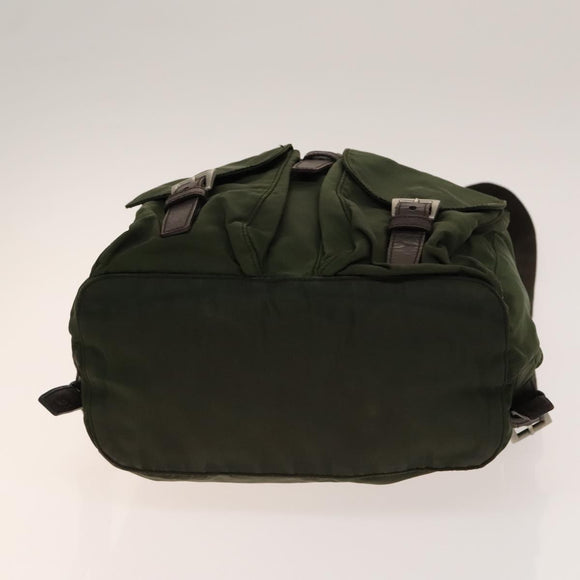 PRADA Backpack Nylon Green Silver Auth 135051