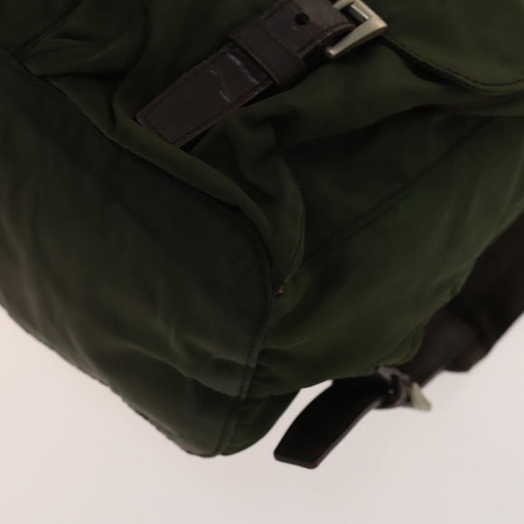 PRADA Backpack Nylon Green Silver Auth 135051