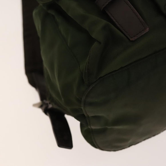 PRADA Backpack Nylon Green Silver Auth 135051