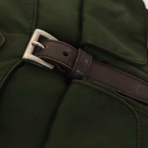 PRADA Backpack Nylon Green Silver Auth 135051