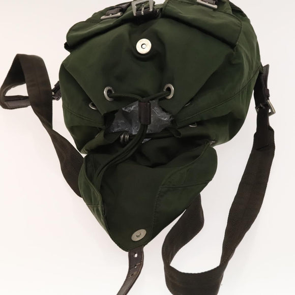 PRADA Backpack Nylon Green Silver Auth 135051