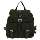 PRADA Backpack Nylon Green Silver Auth 135051-13