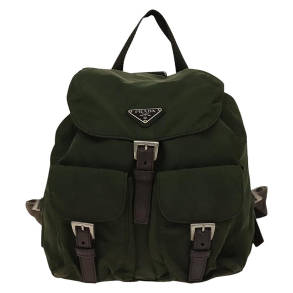 PRADA Backpack Nylon Green Silver Auth 135051