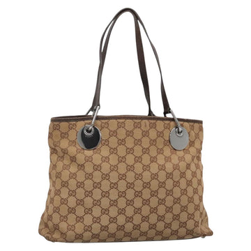 GUCCI GG Canvas Hand Bag Beige Gold 121023 Auth 135055