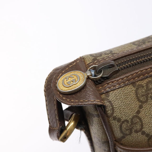 GUCCI GG Supreme Web Sherry Line Shoulder Bag PVC Beige 001 754 6177 Auth 135056