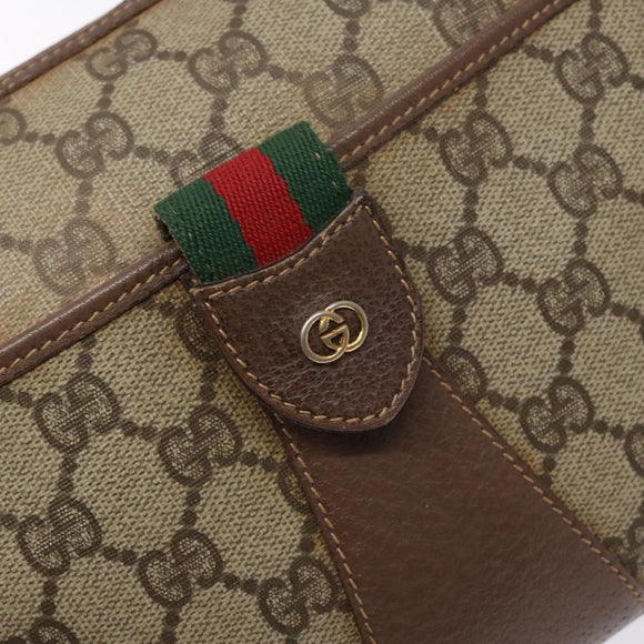 GUCCI GG Supreme Web Sherry Line Shoulder Bag PVC Beige 001 754 6177 Auth 135056