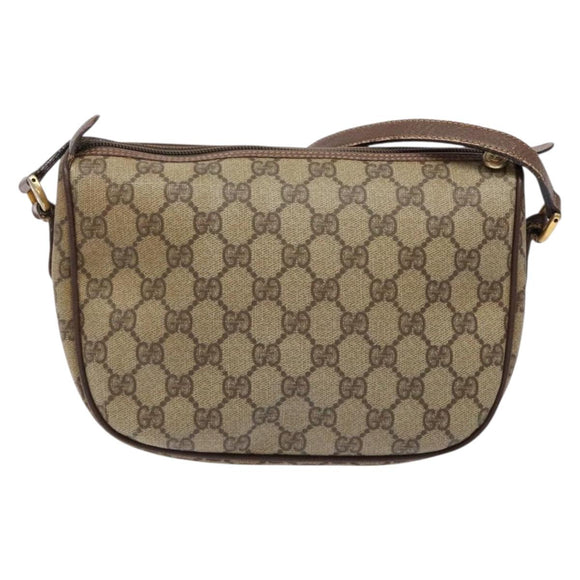 GUCCI GG Supreme Web Sherry Line Shoulder Bag PVC Beige 001 754 6177 Auth 135056