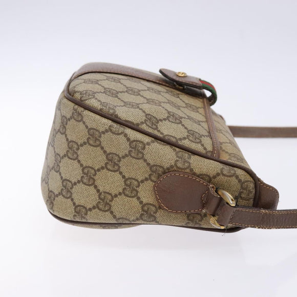 GUCCI GG Supreme Web Sherry Line Shoulder Bag PVC Beige 001 754 6177 Auth 135056